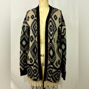 BKE Southwestern Boho Print Cardigan Sweater Duster Jacket Small One Size